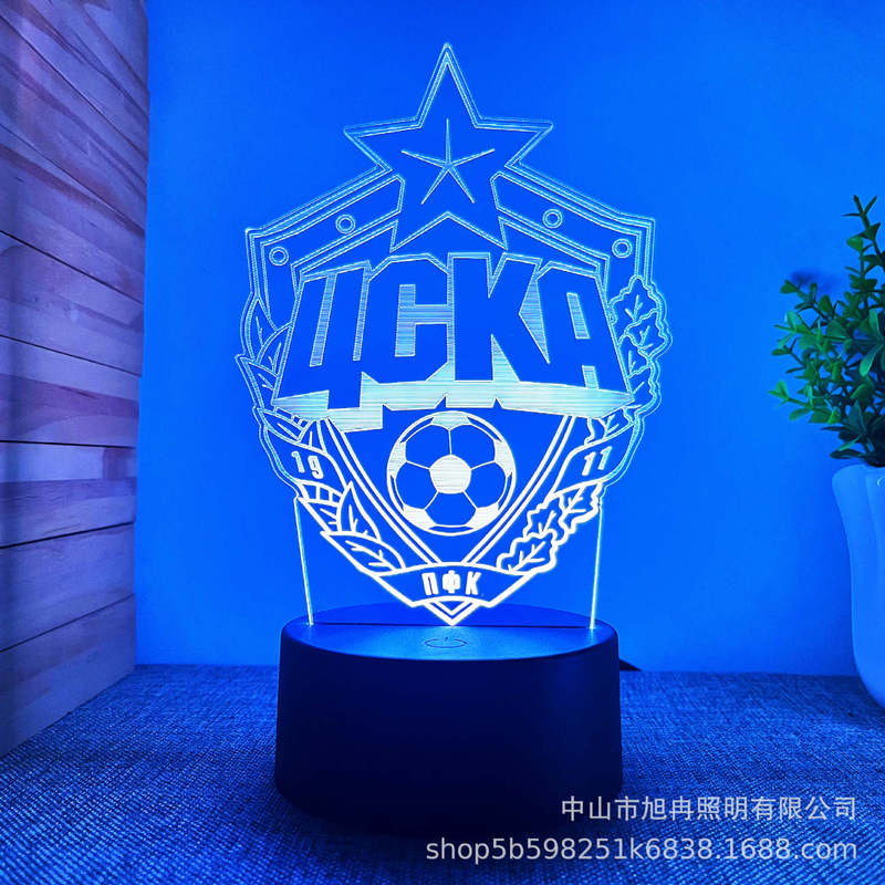 Cross-border supply 3D lights football club team logo creative gift lights USB desk lights room atmosphere lights