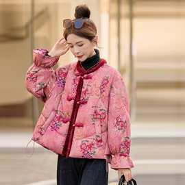 新中式国风羽绒服女2025冬季新款设计感复古盘扣加厚保暖短款外套