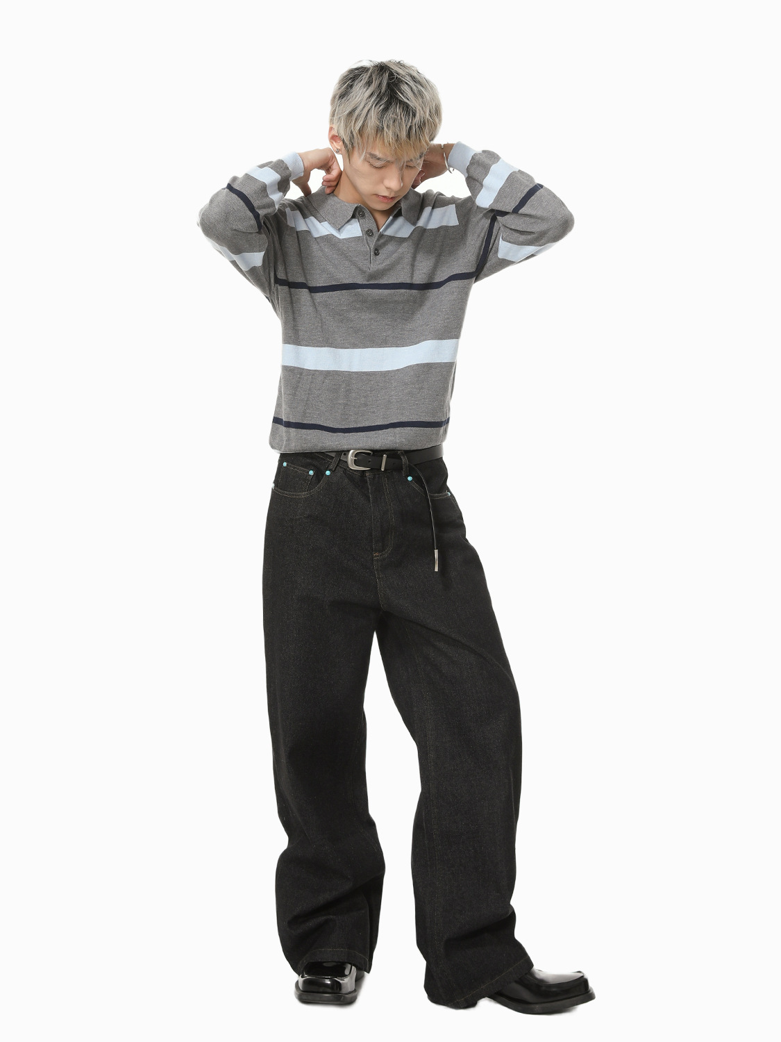 MTLCLOTHES Hombres| Coreano de alto nivel sensación de pantalones jeans de piernas anchas para hombres de otoño sueltos casuales versátiles trapos