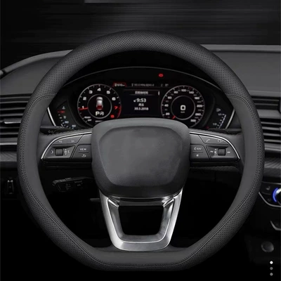 All Seasons, Non-Slip, Suitable – Steering wheel cover - new-black-d-shaped-punched-model-36cm