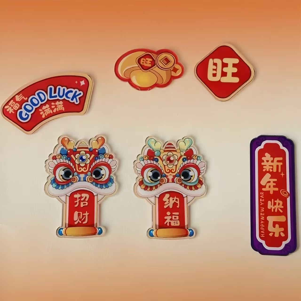 Refrigerador creativo de Zhaocai Nafu, decoración de acrílico para refrigerador magnético tridimensional.