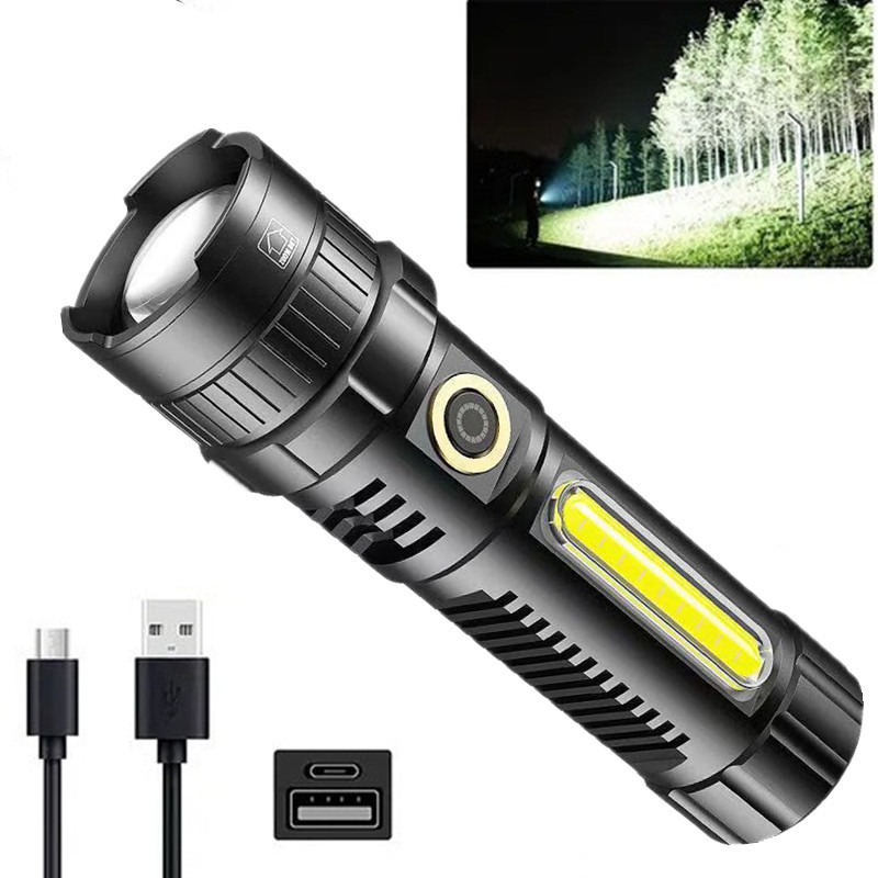 Cross-border new XHP-70 strong light telescopic magnetic suction USB…