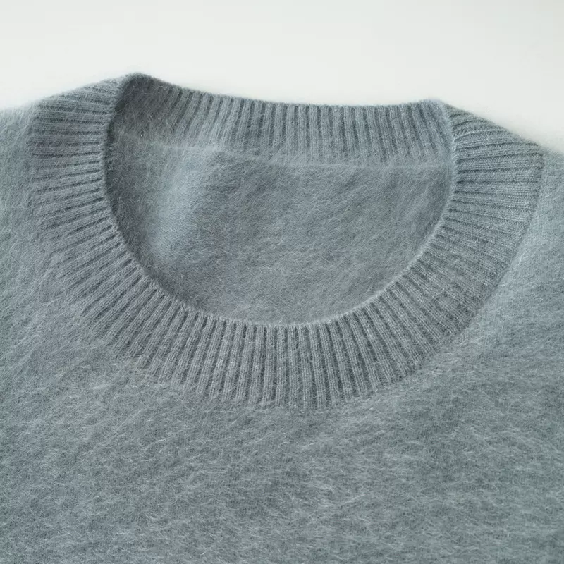 软糯拉绒100%纯山羊绒衫女圆领长绒毛衣秋冬新款拉毛毛衣内搭上衣