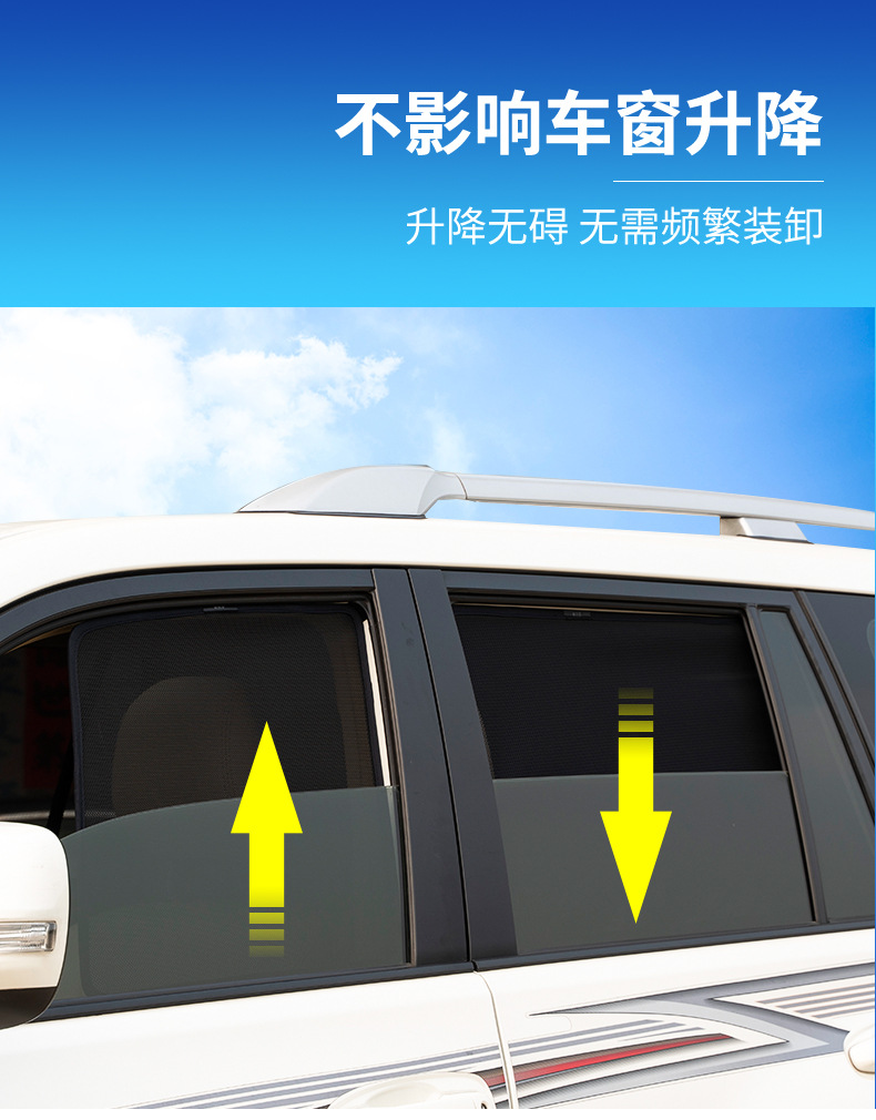 汽车遮阳帘车窗磁铁吸式车内实用防晒隔热前挡光板网纱遮光帘详情图10