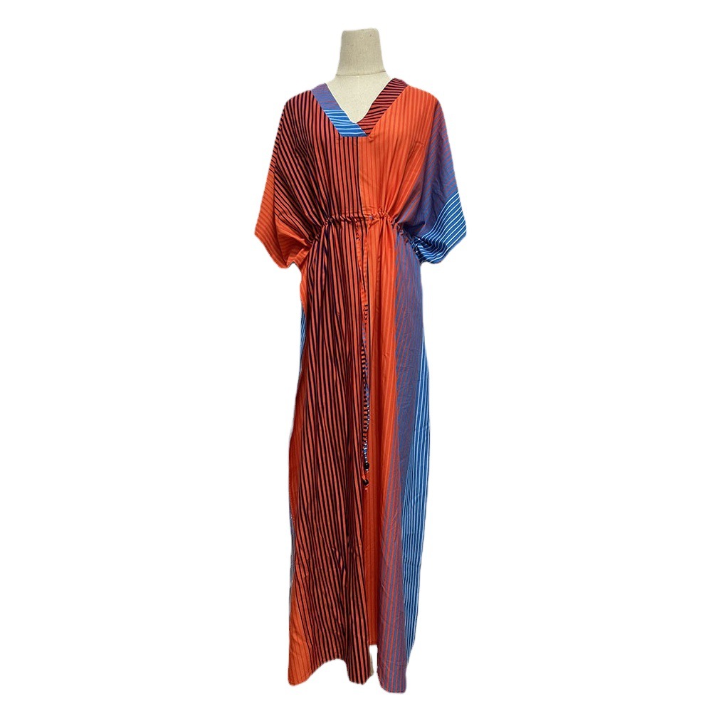 Transfronteriza Amazon nuevo rayas impreso playa blusa cordón vestido bikini protección solar camisa traje de baño Z107
