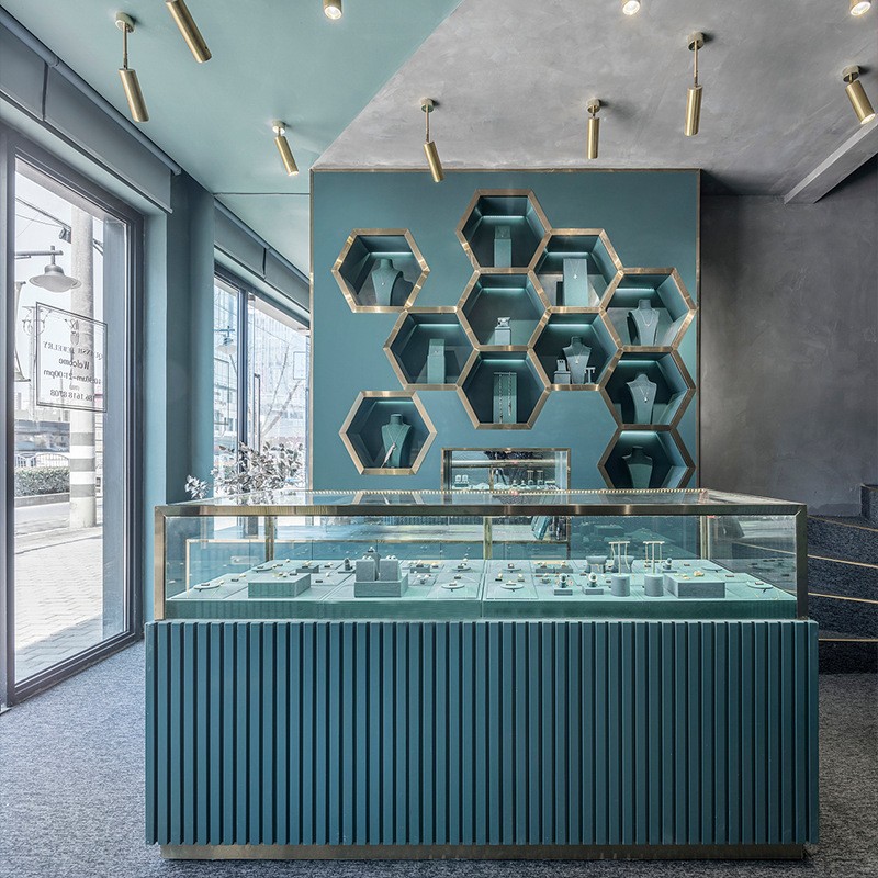创意珠宝展柜翡翠钻石展示柜制作厂家珠宝店展柜不锈钢玻璃展示柜