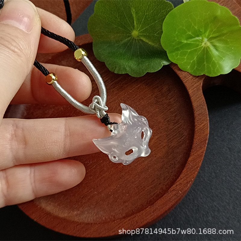 화이트 칼세도니 여우 마스크 1호 로프 포함 (19*20mm)