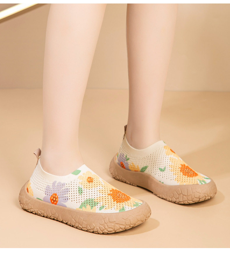 Giày lười nữ thân lưới dệt thoáng khí họa tiết hoa vẽ màu, đế mềm gót thấp 1–3 cm — DK550 - Graffiti [Hộp], DK550 - Màu Bohemian [Hộp], DK550-Hoa [Đóng hộp] chi tiết 19