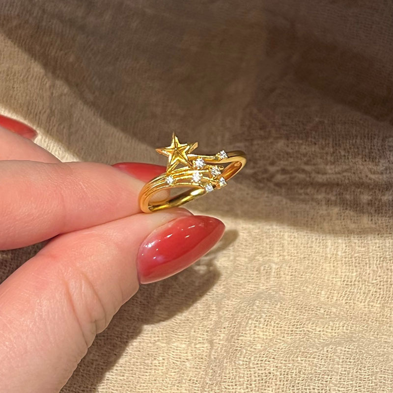 一束烟花轻奢风精致镶钻星星戒指小众高级精致优雅设计感指环配饰|undefined