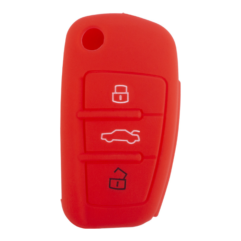 适用奥迪S3硅胶钥匙套折叠三键R8锁匙包软胶填油汽车遥控器保护套