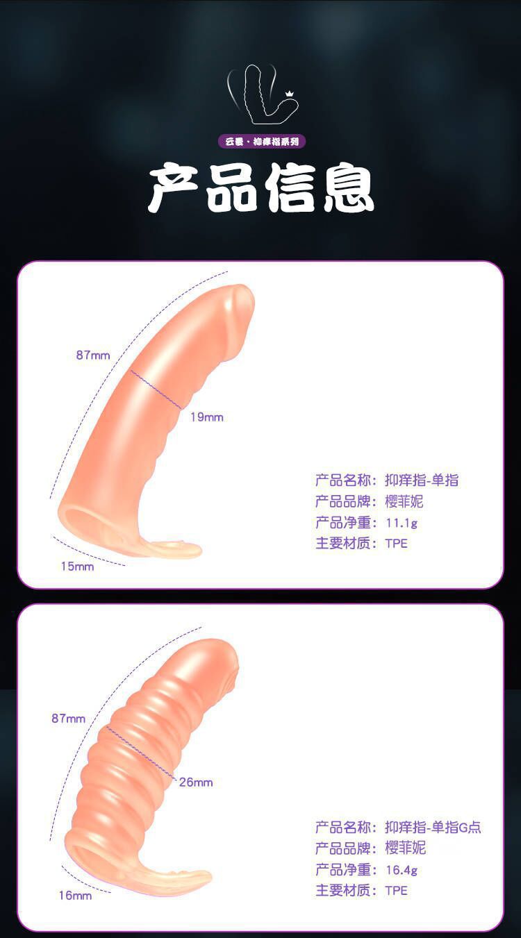 Vibrating Finger Sleeve Anal Stimulation Toy with Textured Threaded Surface — detail image 1
