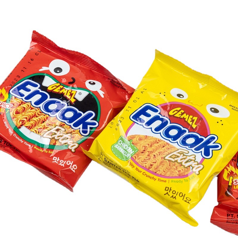Gemez Chicken Crispy Noodles Spicy Bbq Chicken Flavor Snack 1 Piece 80 Small Packs 1 Pack 28g Wholesale