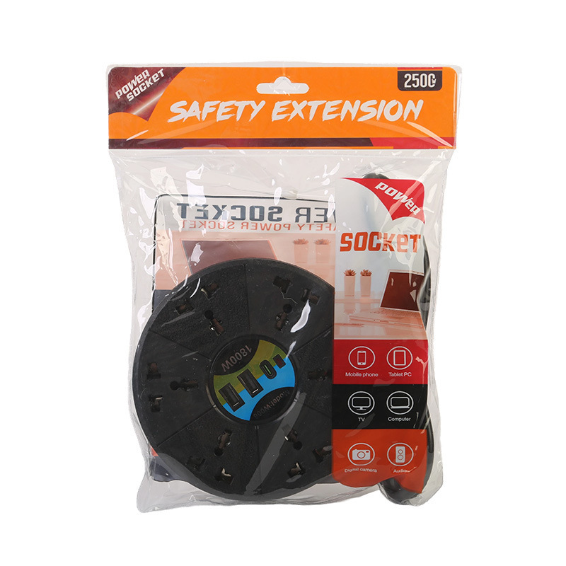 Placa de enchufe de comercio exterior redonda de 6 bits 2USB + 1Tipo-C con lámpara en blanco y negro, bolsillo neutro estándar estadounidense estándar británico estándar europeo
