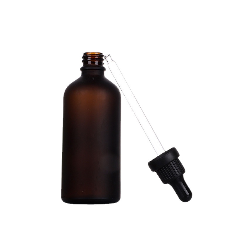Botella de esencia cosmética portátil a prueba de luz marrón Botella de aceite esencial de vidrio esmerilado sellado cuentagotas