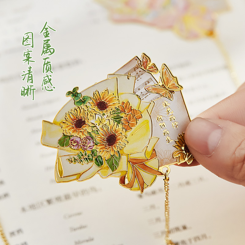 夏の花のように生まれたメタル中空ブックマーク、見栄えの良い新鮮な花のブックマーク、クラスメートや教師への卒業記念ギフト|undefined