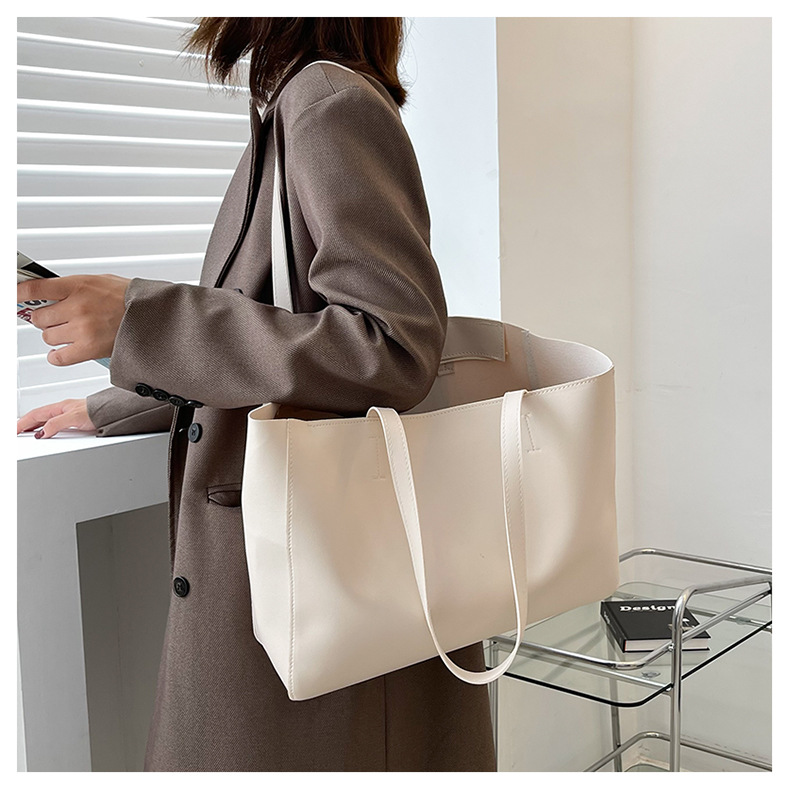 Simple Solid Color Large-capacity Portable Tote Bag Wholesale Nihaojewelry display picture 12
