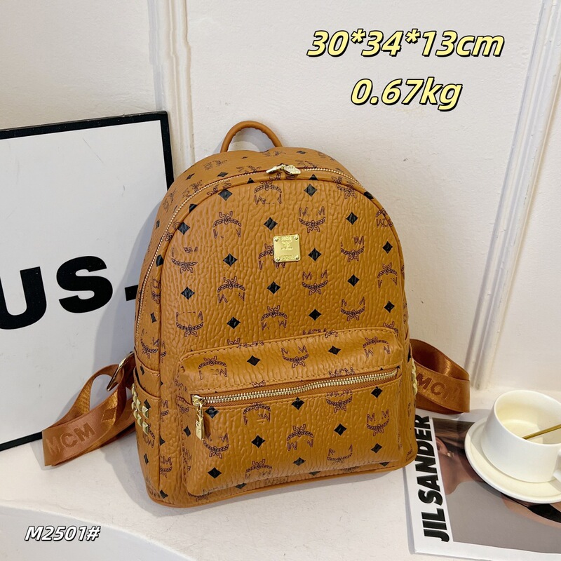 [Special Wholesale] Mc Women's Backpack Korean Style Retro Big Brand School Bag Women's Presbyopic Letter Rivet Backpack