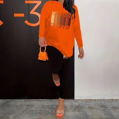 欧米の対外貿易春秋の新型の長袖のスーツの3dデジタルのプリントの丸首の頭の長袖のtシャツの個性のアルファベットは決めます。