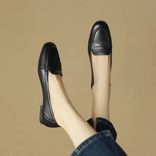 Small leather shoes women's single-layer shoes Women's Flat 2023 Spring and Autumn new milk shoes fashionable all-match soft bottom peas shoes