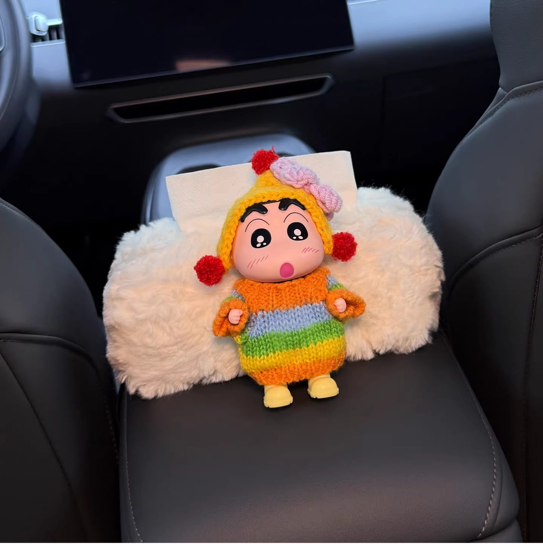 Crayon Shin-Chan 2026 New Model Car Tissue Box, Car Armrest Box Tissue Holder, Seat-Mounted Car Tissue Bag for Women