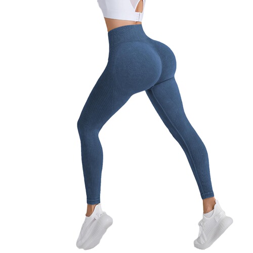 Cross-border sand-washed seamless yoga pants high-waisted peach butt-lifting fitness pants for women running washed frosted tights