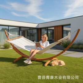 跨境木制儿童户外摇篮实木成人吊床可拆卸花园阳台牛角吊椅