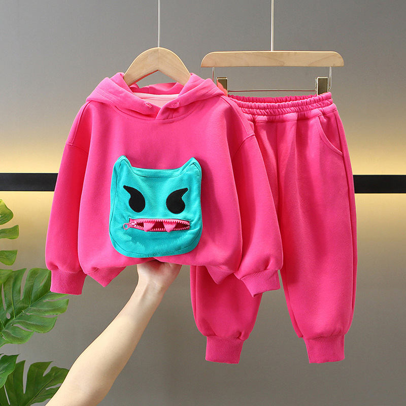 6131 Traje de otoño para niños 2025 nuevo traje de dos piezas de suéter con estampado de dibujos animados para niños de primavera y otoño para niños