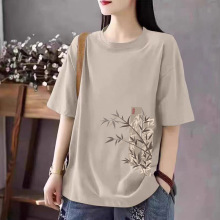清仓捡漏~品牌折扣女装撤回高端新款上衣文艺百搭圆领大码短袖t恤
