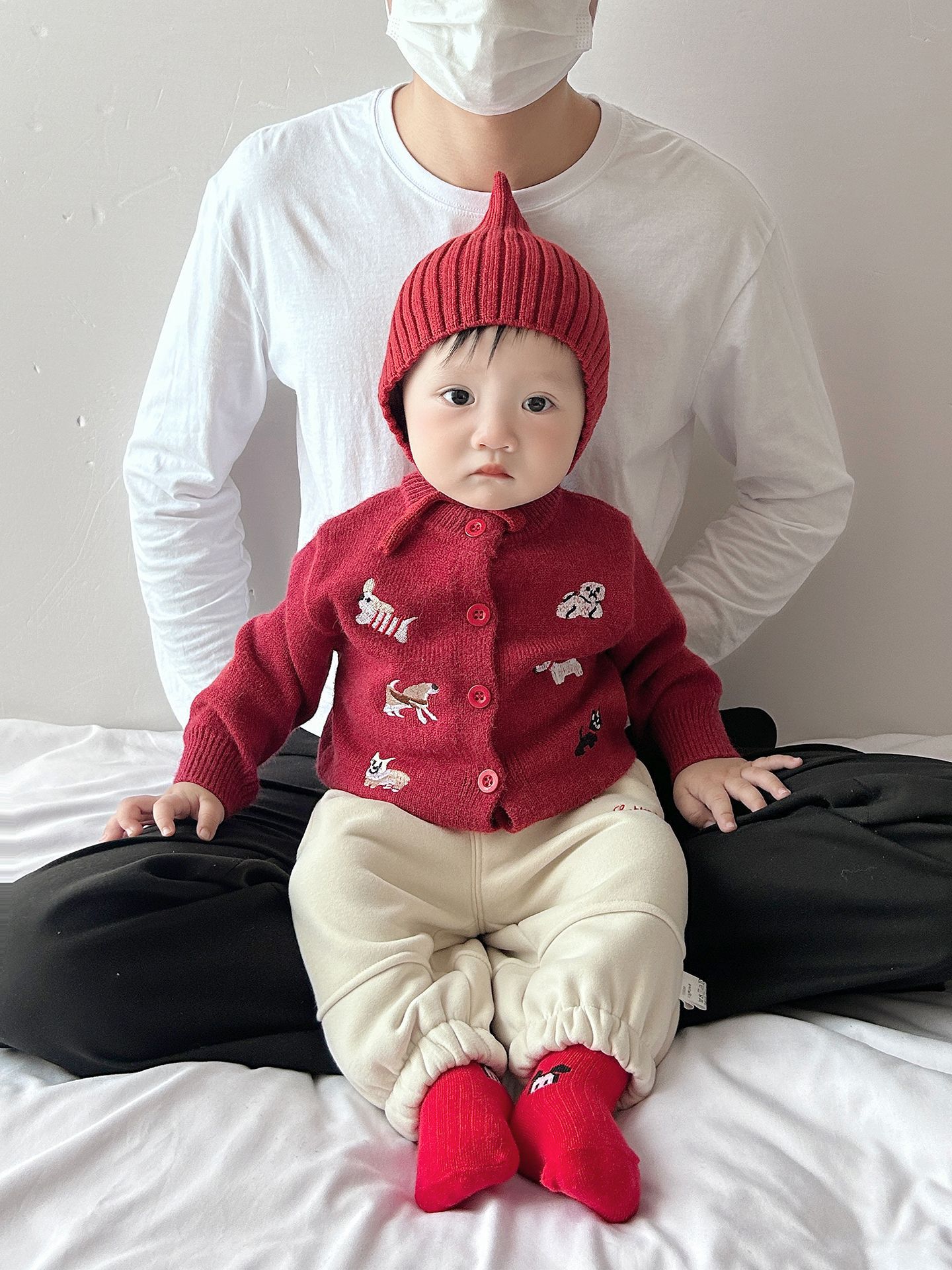 Bebé otoño invierno grueso ropa de escalada nuevo estilo coreano para niños y niñas Jacquard camiseta de punto lindo bebé abrigo camiseta