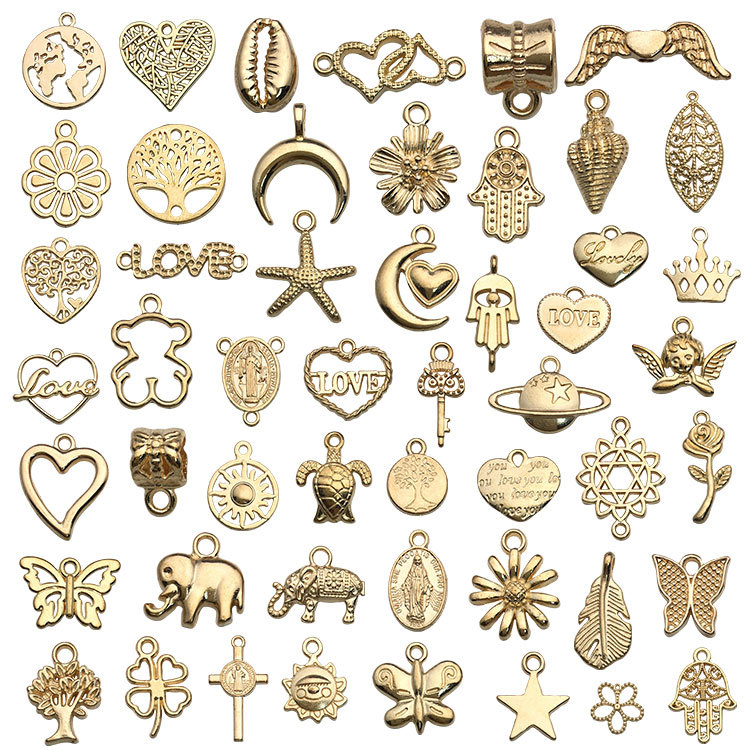 100 PCS/Package 50 PCS/Package 15-25mm Alloy Heart Shape Flower Elephant Pendant display picture 1