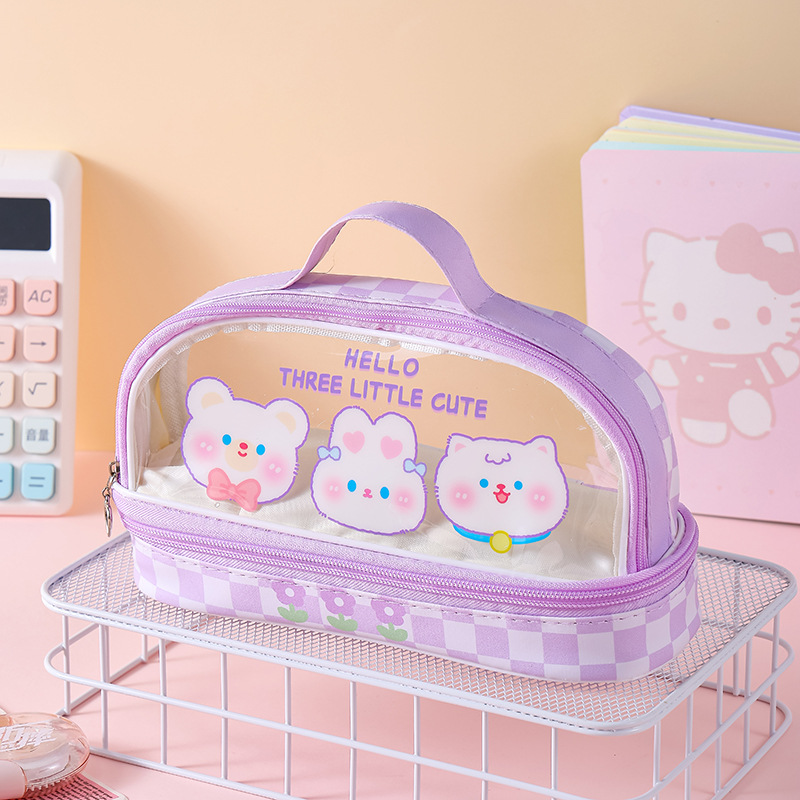 Caso de lápiz de gran capacidad de dibujos animados estudiante al por mayor caja de lápiz Portátil Bolsa de almacenamiento lindo simple bolsa de cosméticos caja de papelería