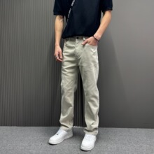 美式简约浅灰色牛仔裤男合身直筒长裤2026春季新款潮流百搭休闲裤