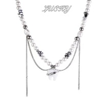 牙呀甜酷珍珠项链女ins潮轻奢小众设计高级感牙齿吊坠辣妹风颈链