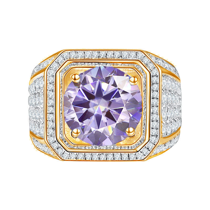 5 quilates de plata esterlina 925 color D anillo de piedra de mozanita para hombre europeo y americano anillo de novio chapado en oro pt950