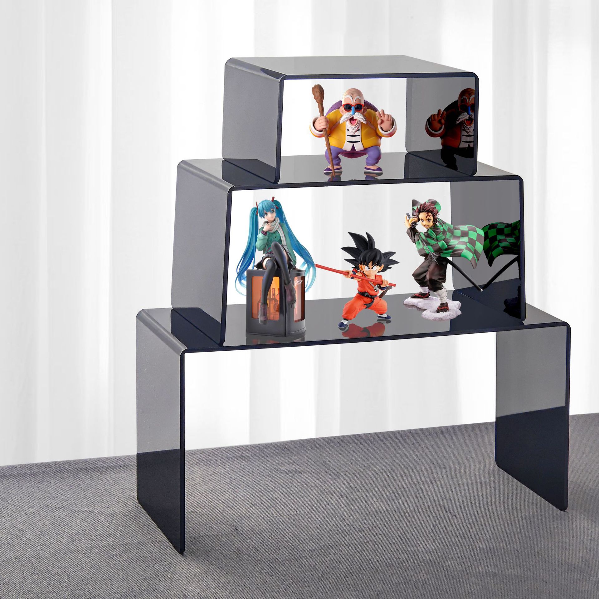 外贸热销 热弯U型架 手办首饰化妆品陈列置物 黑色亚克力展示架