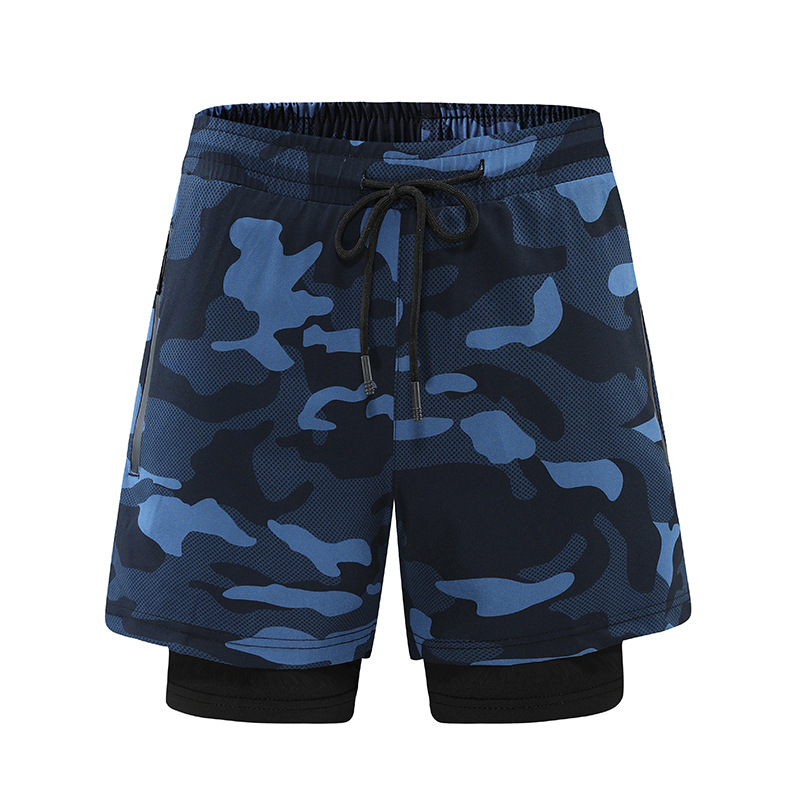 2022 nuevos pantalones deportivos falsos de dos piezas de verano para hombres de secado rápido transpirable de doble capa anti-exposición correr pantalones cortos de fitness hombres