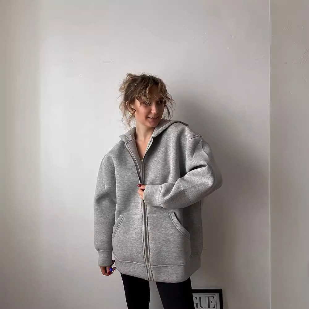 Women's Clothing autumn and winter hooded long sleeved jacket zipper basic jacket new women's casual sweatshirt_voghion.com