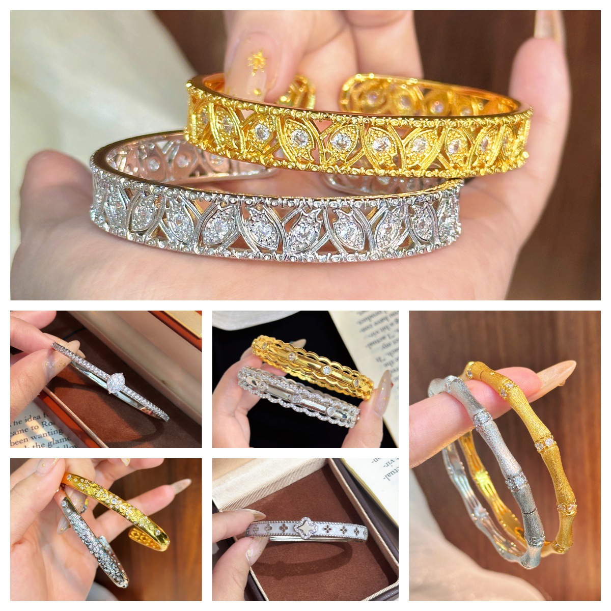 Full Diamond Four Leaf Clover Bracelet For Women Light Luxury_voghion.com