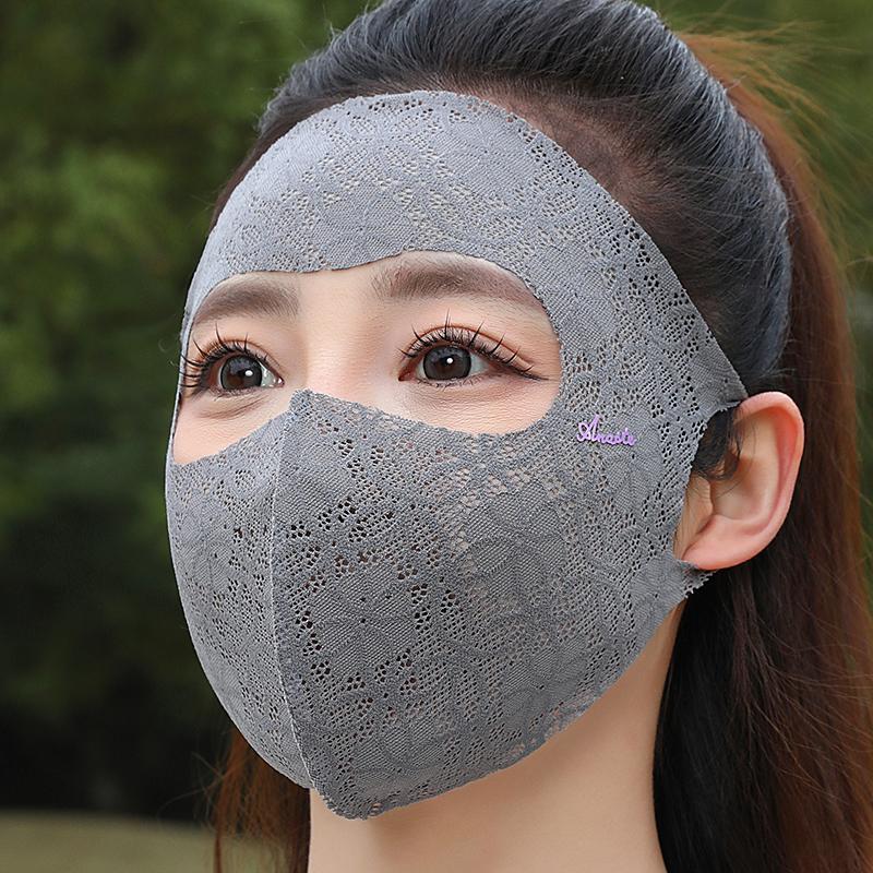 New Style Sun Protection Mask for Women in Summer, Lace Jacquard, Breathable, High-Looking, Full-Face, Anti-Uv, Sunshade, Traceless Mask