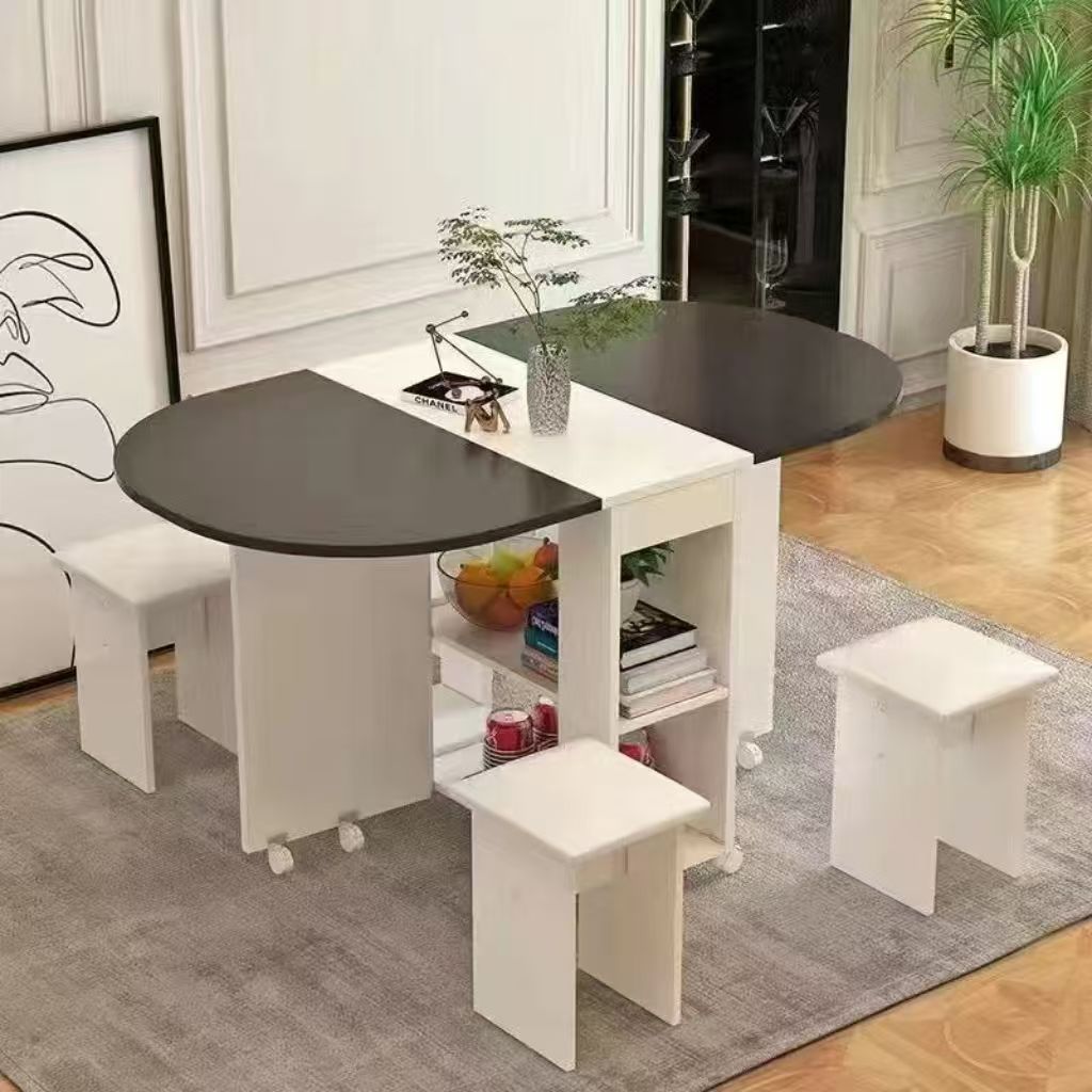 Mesa de comedor plegable doméstica móvil retráctil rectangular simple mesas y sillas multifuncionales de tipo pequeño mesas de comedor combinadas