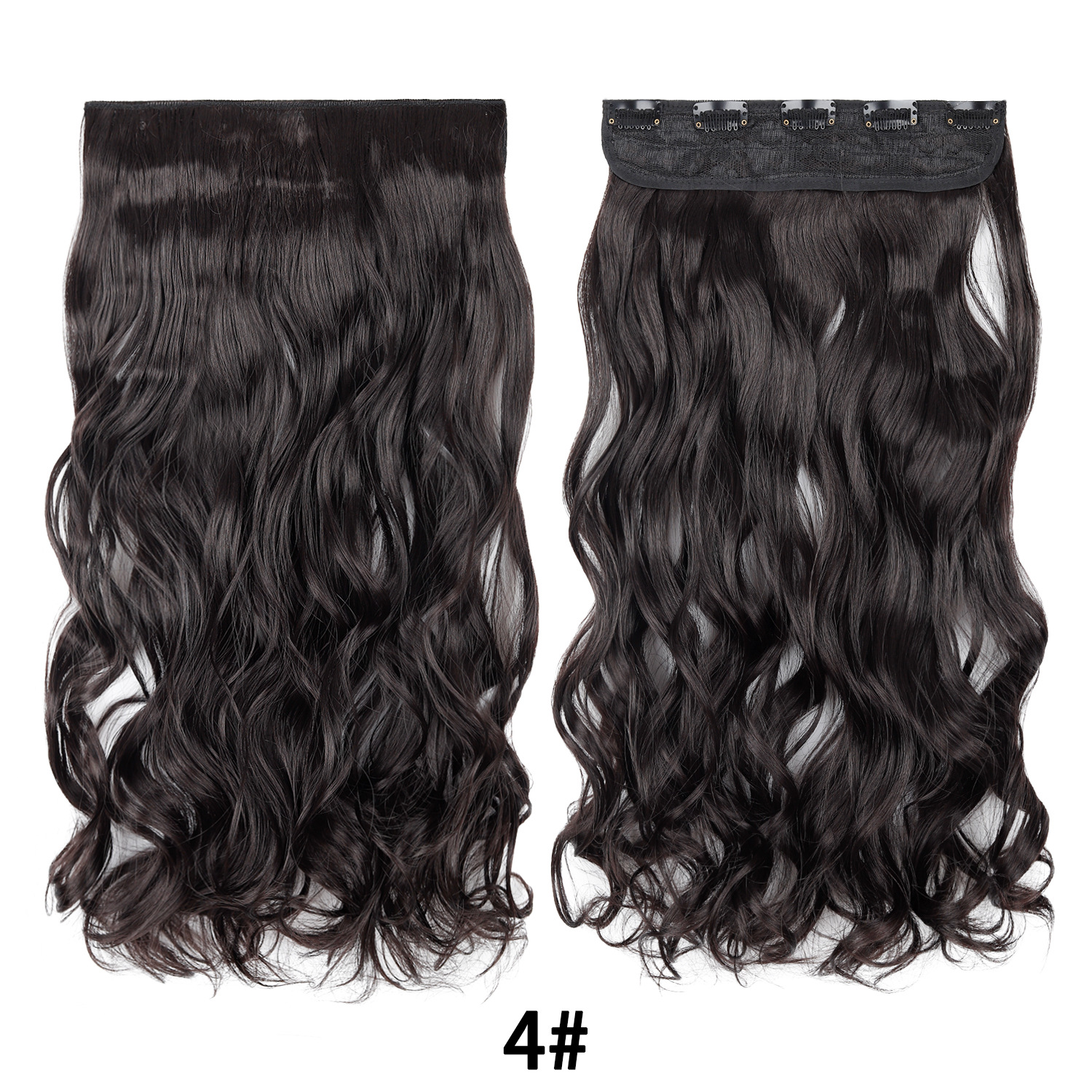 Extensión de Cabello de 5 Clips de 18 Pulgadas de Fibra de Alta Temperatura Rizado para Señoras