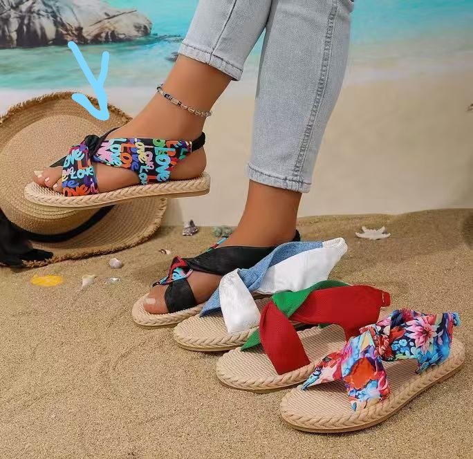 Sandalias Planas Cruzadas de Yute Talla Grande Lino y Caucho Antiolor para Verano image 27