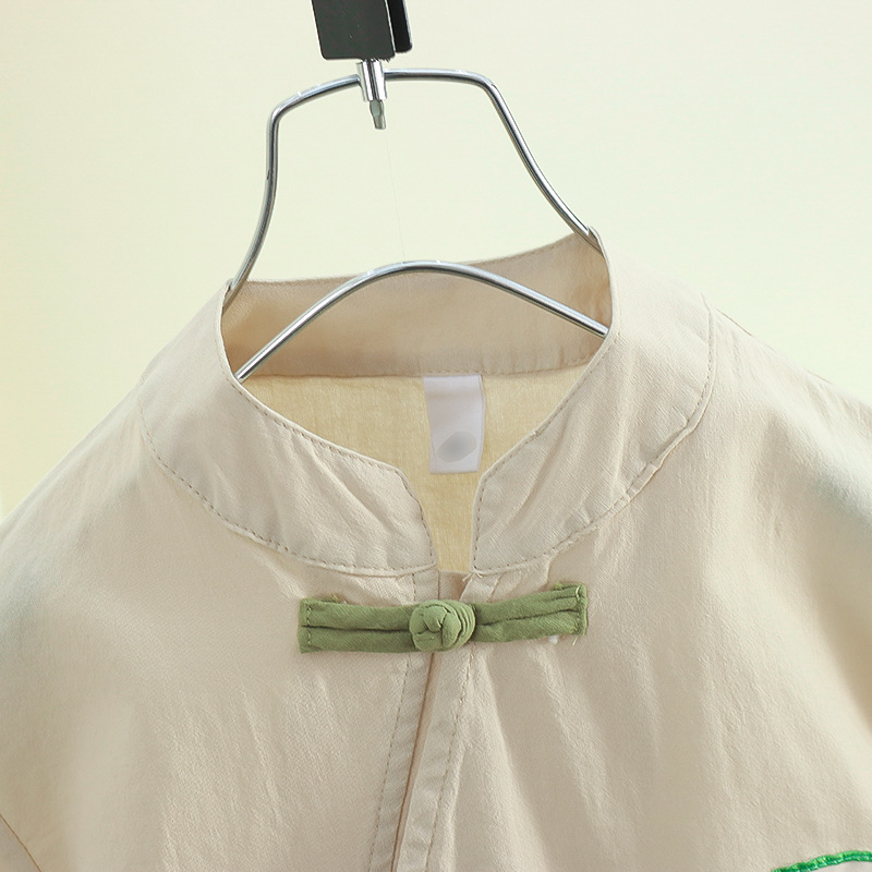 7925 Traje Hanfu de verano para niños Traje Tang de estilo nacional Traje de dos piezas Vestido de verano para niños Nueva ropa china de algodón y lino para bebés