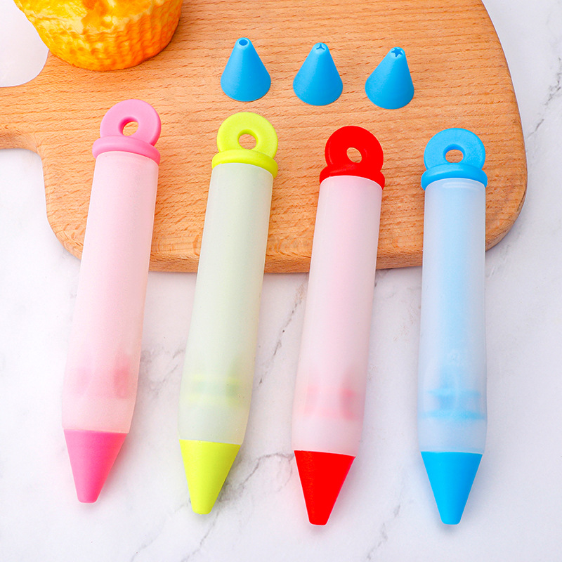 4-Piece Silicone Icing Pen Cream Chocolate Cookie Cake Writing Pen DIY Cake Doodle Icing Gun