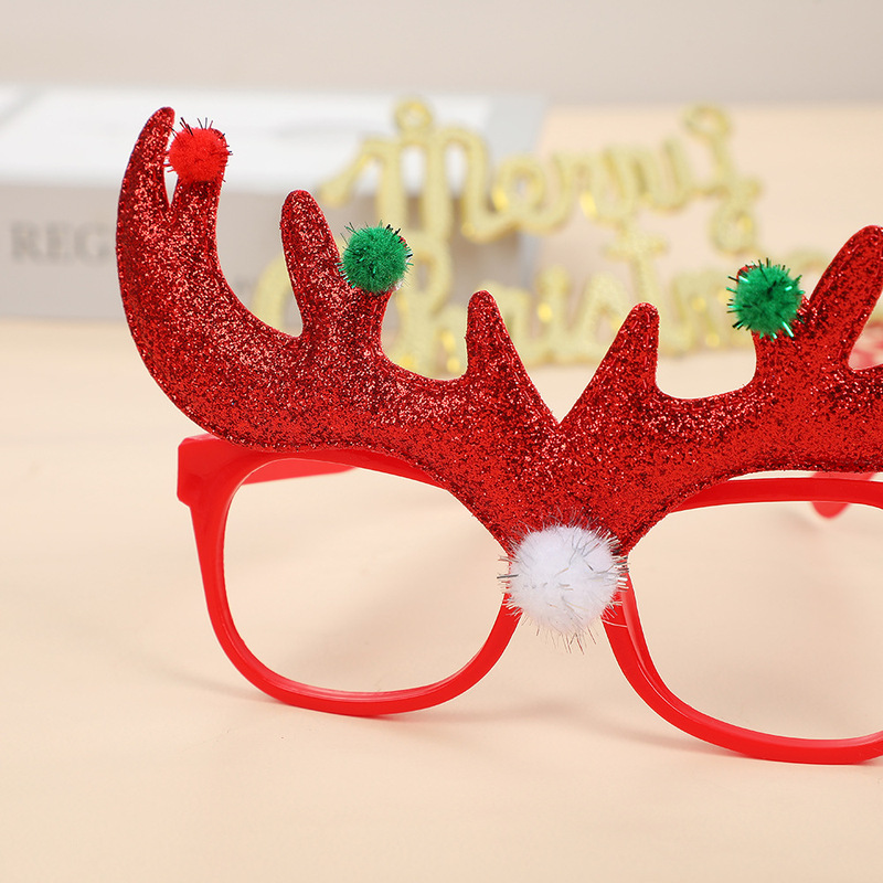 クリスマスクリエイティブ鹿の角メガネフレーム クリスマスパーティー装飾 クリスマス小道具 ホリデー用品 パーティーメガネフレーム|undefined