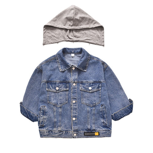 Women's Cowboy Jacket Spring and Autumn Style  New Children's Clothing Trendy Autumn Outfit Children's Top Hooded