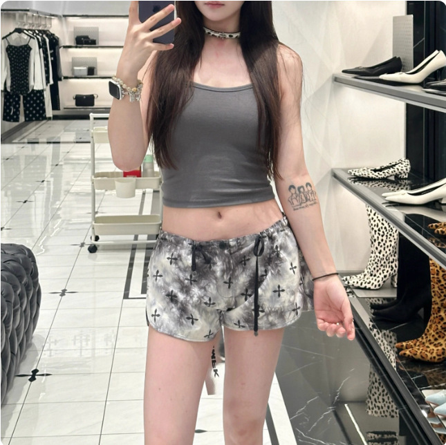 Sk Ink Garden Shorts Handmade Tie-Dye Paratrooper Casual Pants Pure Cotton Washed Retro Casual Wide-Leg Pants