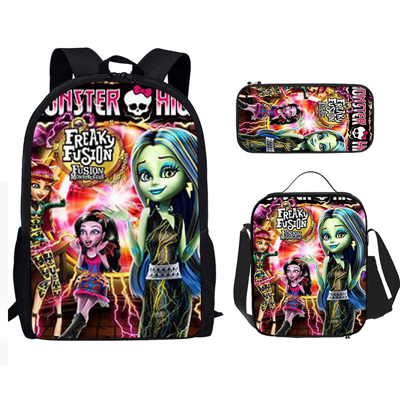Amazon nuevo monstruo Hig impresión bolsas de bolsas de bolsas de bolsas de comidas de tres piezas elf estudiantes de secundaria niños D