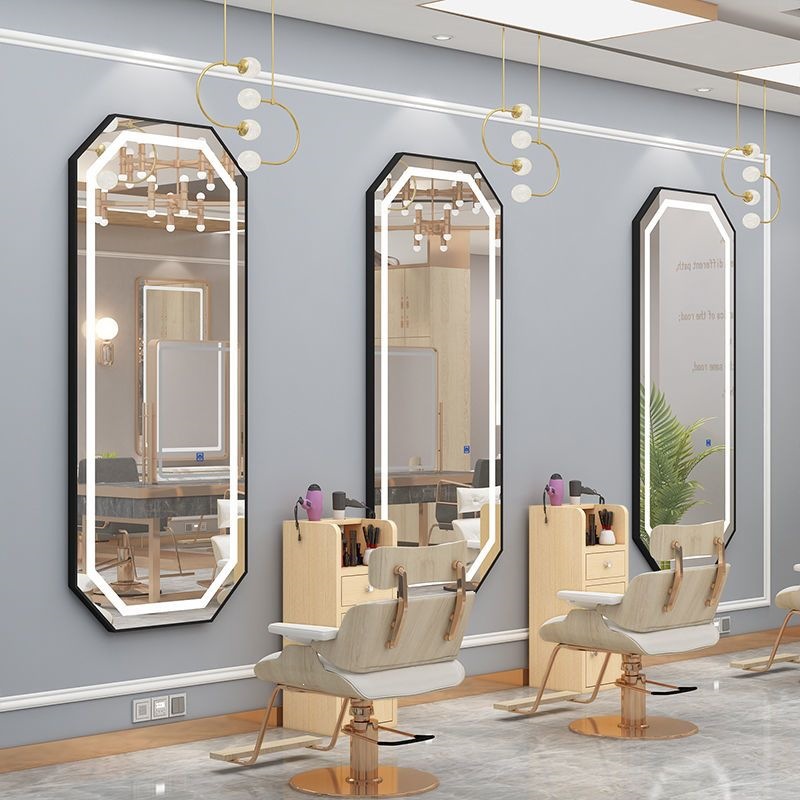 Barbería espejo de pared lujo ligero LED con lámpara de belleza espejo de luz de peluquería espejo