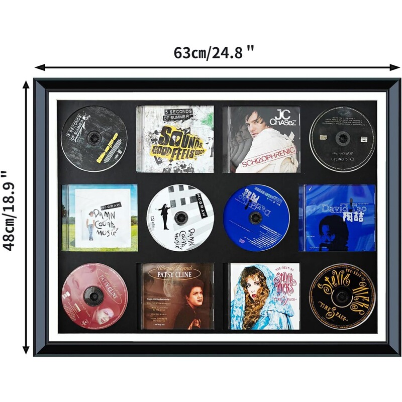 Cross-border bestseller 12-slot CD album display frame shadow box black background cardboard record collection photo frame wall-mounted commemorative frame Cross-border bestseller 12-slot CD album display frame shadow box black background cardboard record collection photo frame wall-mounted commemorative frame